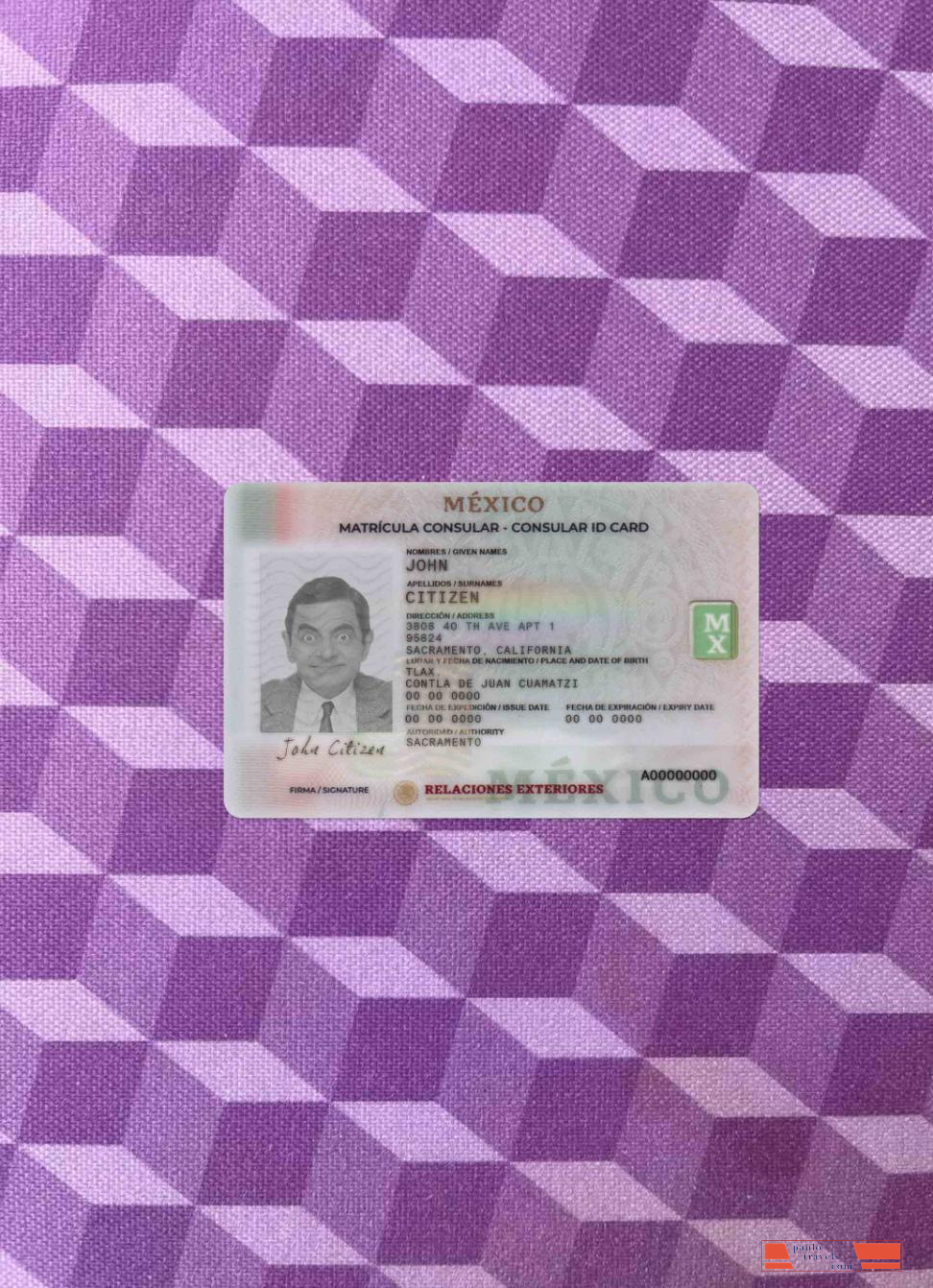 Mexico Consular ID card photolook FRONT PSD template